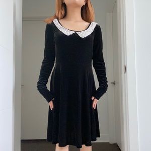 Goth Peter Pan Collar Velvet Dress